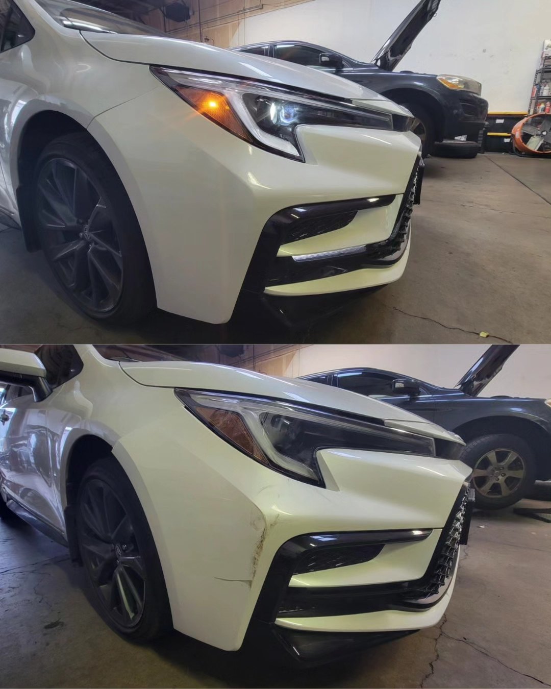 Before and after collision repair at Carheart Auto Tech & Collision in Hillsboro, OR